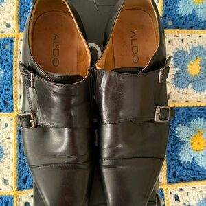 ALDO Black Double Monk Strap Leather Dress Shoes